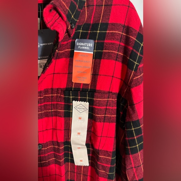 St. John's Bay Red and Black Plaid Button Down Shirt - Picture 4 of 4